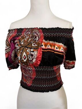 Bebe Off-Shoulder Silk Top